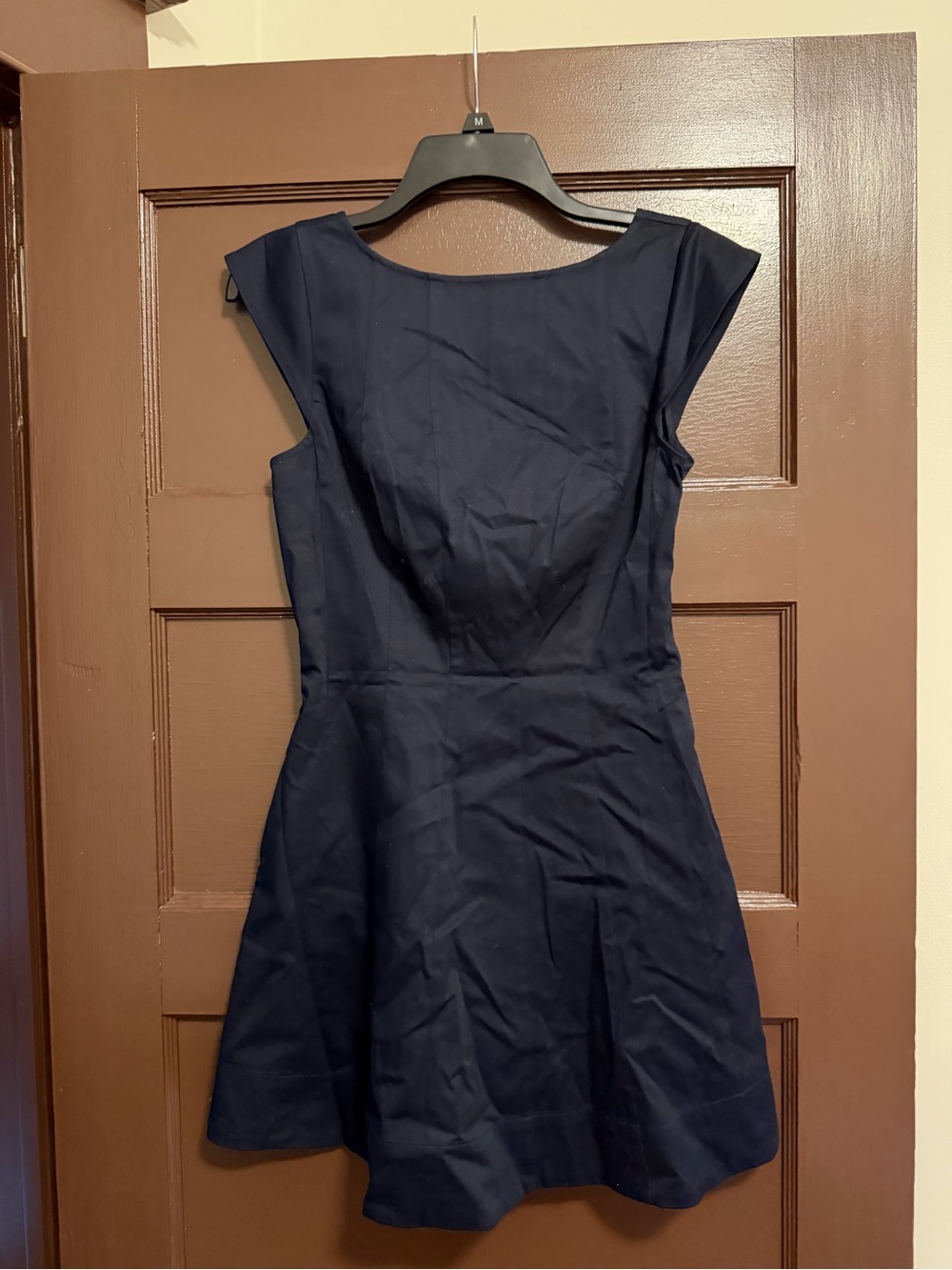 French Connection Navy Cap-Sleeve Fit & Flare Mini Dress